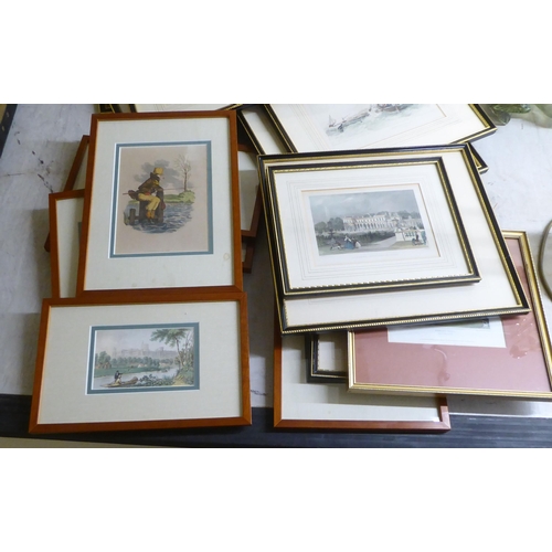 312 - Framed pictures: to include a prospect of Newark Castle  8.5