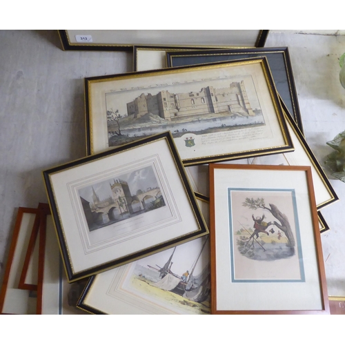 312 - Framed pictures: to include a prospect of Newark Castle  8.5