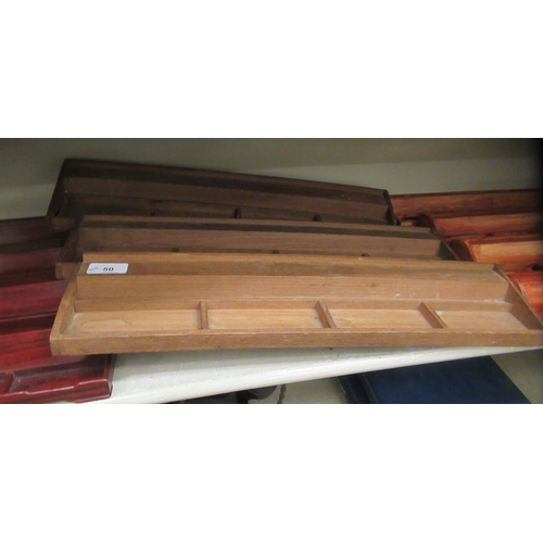 50 - Three sets of four wooden Mah-jong tile racks  21