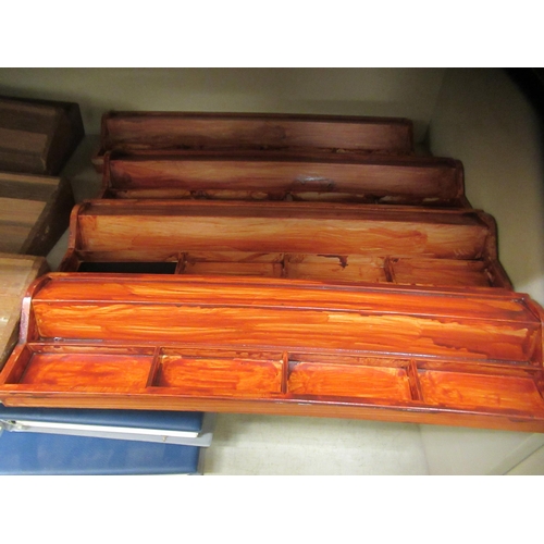 50 - Three sets of four wooden Mah-jong tile racks  21