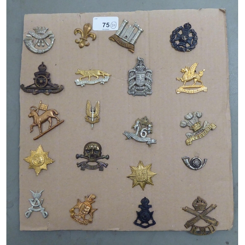 75 - Twenty regimental cap badges and other insignia: to include Queens Own Yeomanry, Royal Home Artiller... 