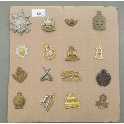 80 - Sixteen regimental cap badges and other insignia, some copies: to include The Royal Berkshire, The W... 