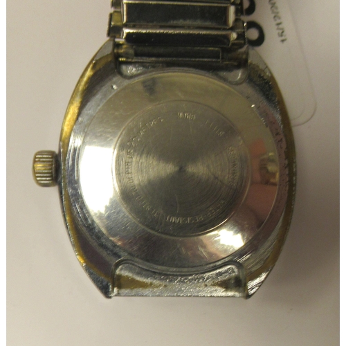 88 - A vintage Times automatic stainless steel cased divers watch, faced by a baton dial with a date aper... 