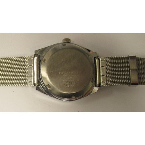 97 - A vintage Citizen automatic stainless steel cased bracelet watch, faced by a white baton dial w... 