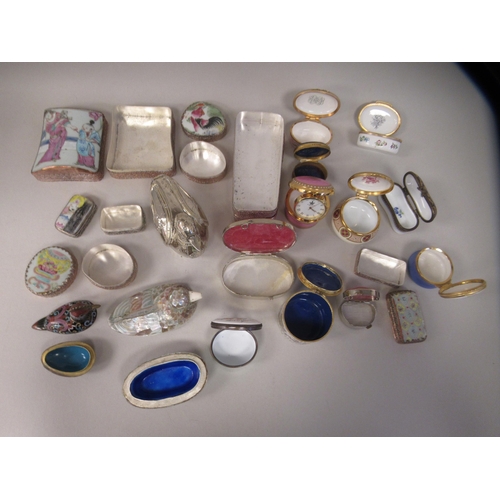 Asian and other white metal, enamel and other trinket boxes; and model ...