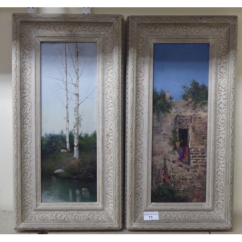 11 - Two works by MOTA - seasonal landscapes  oil on panels  bearing signatures & dated '89  6