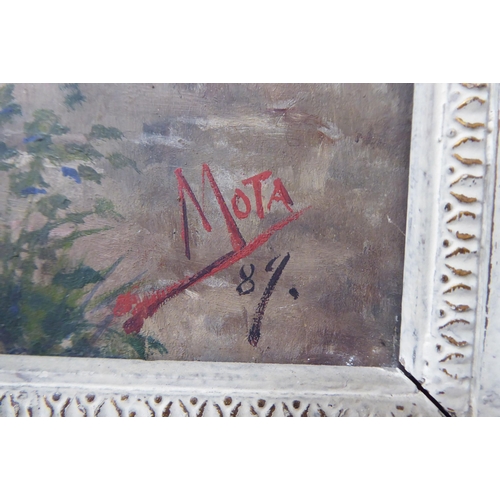 11 - Two works by MOTA - seasonal landscapes  oil on panels  bearing signatures & dated '89  6