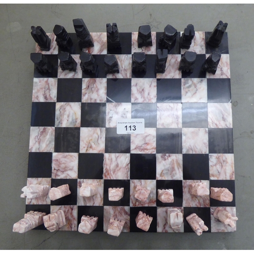 113 - A marble chess set  the board 11