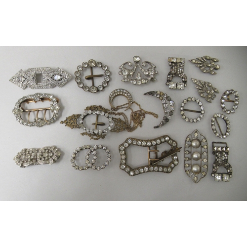 143 - 19thC and later paste and diamante set buckles, hair brooches and other personal ornament