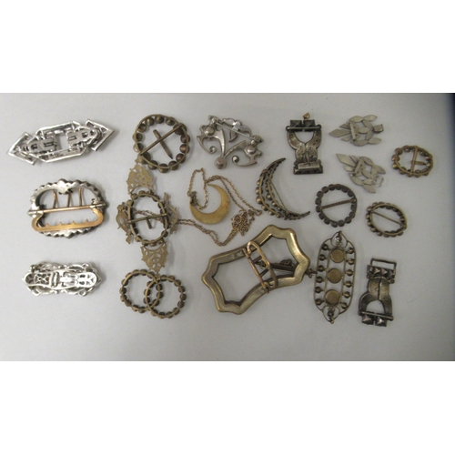 143 - 19thC and later paste and diamante set buckles, hair brooches and other personal ornament