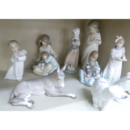 147 - Lladro and Nao porcelain figures: to include a donkey  5