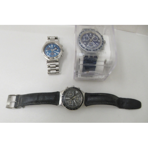 155 - Three variously cased and strapped Swatch wristwatches