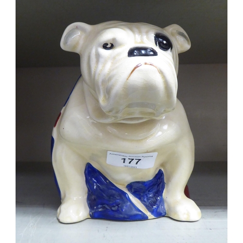 177 - A Royal Doulton china bulldog, painted with the Union flag  6.5