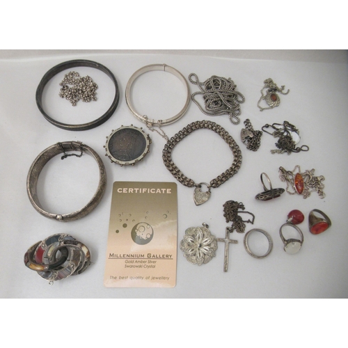 178 - Silver, silver coloured and white metal items of personal ornament: to include a Scottish hardstone ... 