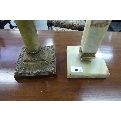 18 - Two mid 20thC table lamps: to include a brass and onyx mounted example  16