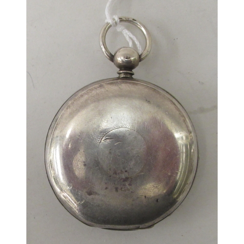 191 - A silver coloured metal pocket watch, faced by a white enamel Roman dial, incorporating a subsidiary... 