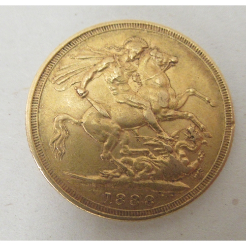 199 - A Victorian sovereign, St George on the obverse  1888