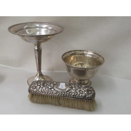 232 - Silver and white metal collectables: to include a dressing table hand mirror, elaborately decorated ... 