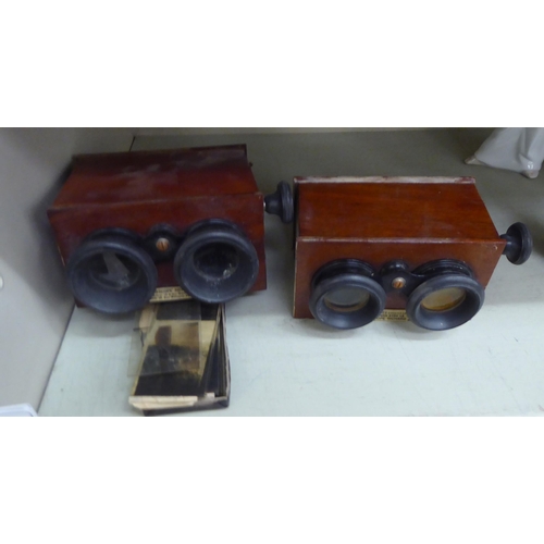 263 - Two late 19th/early 20thC Verascope Richard viewers with a small selection of glass slides