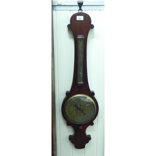 266 - A 19thC rosewood cased wheel barometer and thermometer with engraved brass dials  38