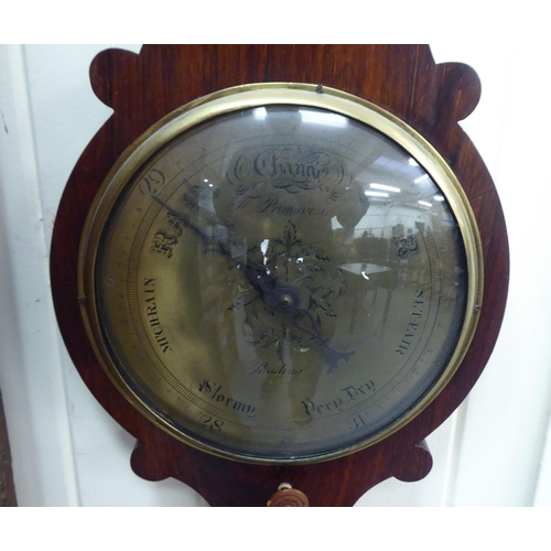 266 - A 19thC rosewood cased wheel barometer and thermometer with engraved brass dials  38