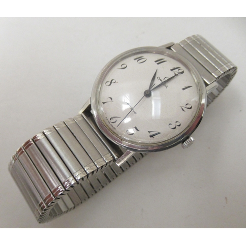 270 - A stainless steel cased and strapped Omega wristwatch, faced by an Arabic dial