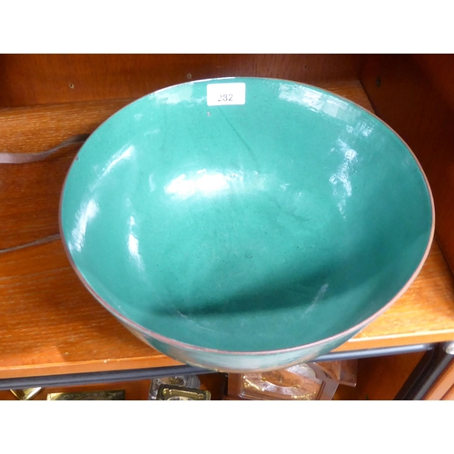 282 - An early 20thC Chinese green glazed porcelain bowl  11.5