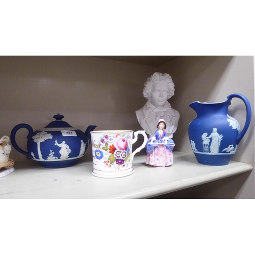 324 - Decorative ceramics: to include a Wedgwood Jasperware teapot