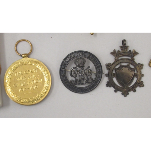 80 - Military medals and medallions: to include Great War medals, inscribed 22810 Pte. Douglas York.R and... 