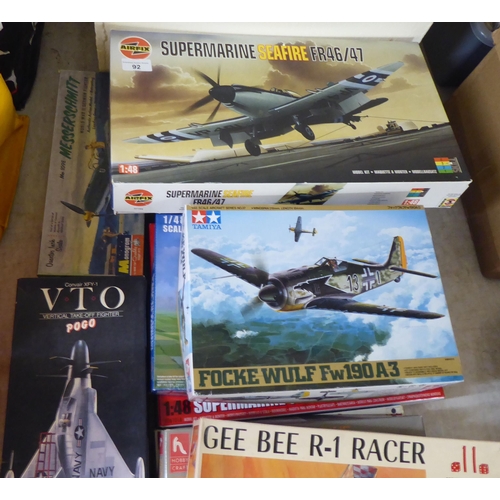 92 - Airfix and similar scale model kits: to include a 1.48 Supermarine Seafire FR46/47  boxed ... 