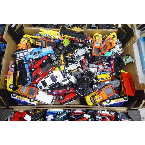 97 - Five boxes of diecast model vehicles: to include black cabs and sports cars with examples by Corgi a... 