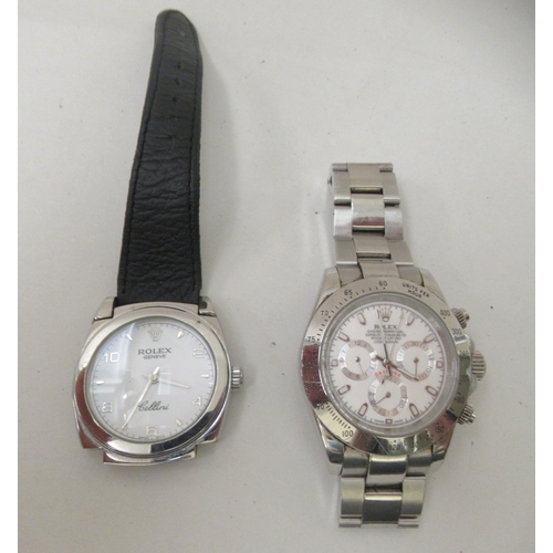 110 - Two stainless steel cased wristwatches, one with a strap 