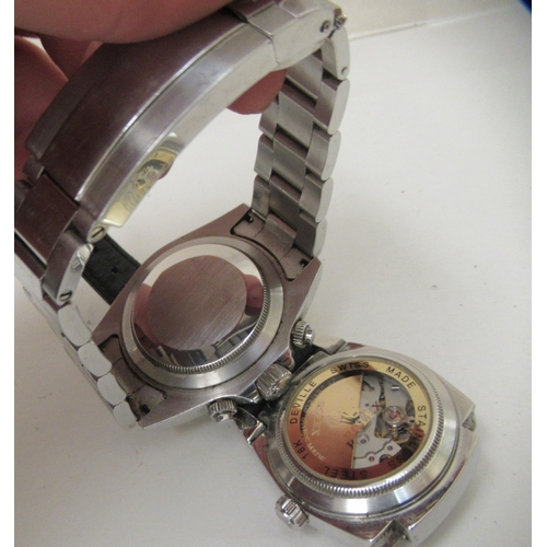 110 - Two stainless steel cased wristwatches, one with a strap 