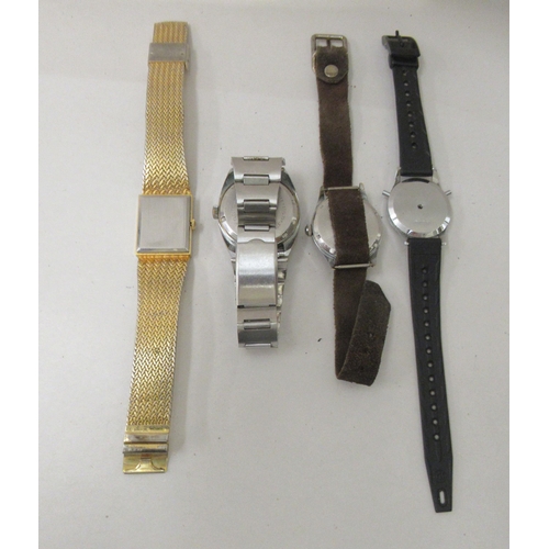 122 - Four variously cased and strapped Swiss wristwatches: to include a Zoniku Jump Hour digital example&... 