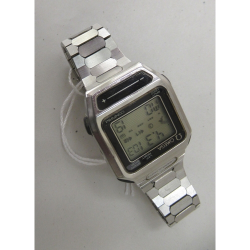 127 - An Omega Sensor stainless steel cased and strapped wristwatch with digital display  boxed with ... 