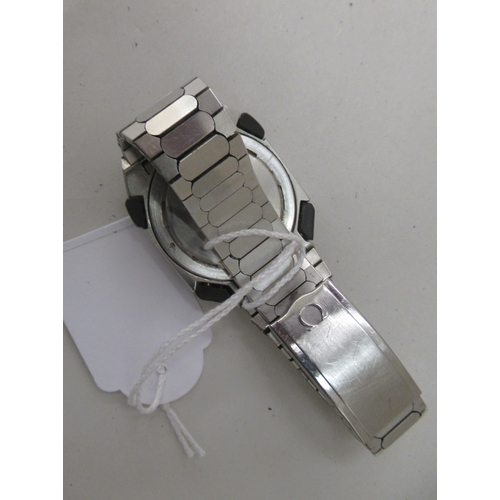 127 - An Omega Sensor stainless steel cased and strapped wristwatch with digital display  boxed with ... 