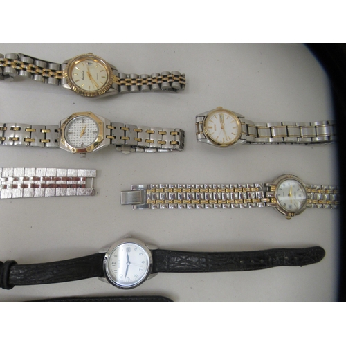 159 - Eleven ladies wristwatches: to include two Seikos and a stainless steel cased Omega with a quartz mo... 