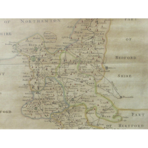 166 - A Robert Morden coloured county map 'Buckinghamshire' with a decorative tablet cartouche  16