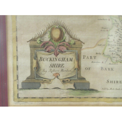 166 - A Robert Morden coloured county map 'Buckinghamshire' with a decorative tablet cartouche  16