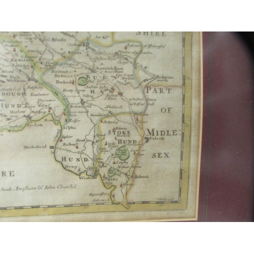 166 - A Robert Morden coloured county map 'Buckinghamshire' with a decorative tablet cartouche  16