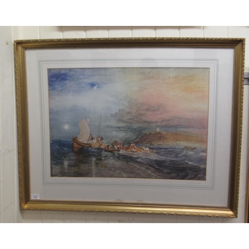 114 - After JMW Turner - 'Folkstone from the Sea'  Limited Edition 467/500 coloured print from London Coll... 