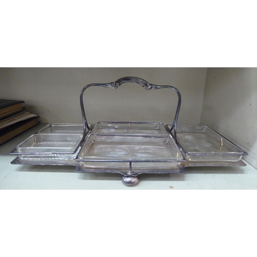 120 - A silver plated entrée dish with a five compartment glass liner  6