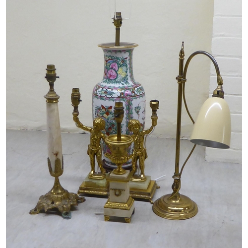 122 - Table lamps: to include a pair of brass figures  15