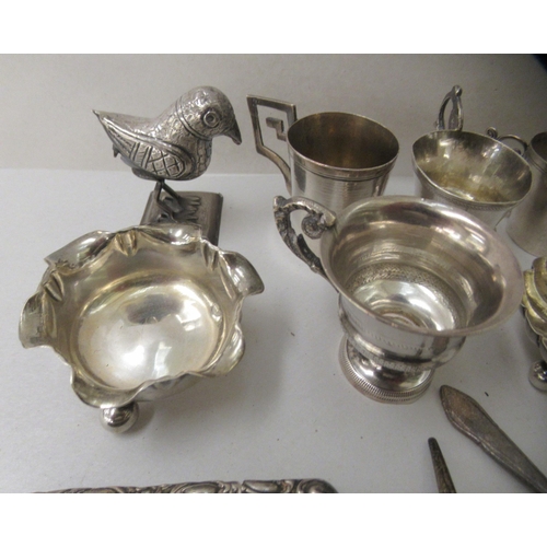 145 - Silver and white metal collectables: to include a scallop shell dish  Birmingham marks rubbed