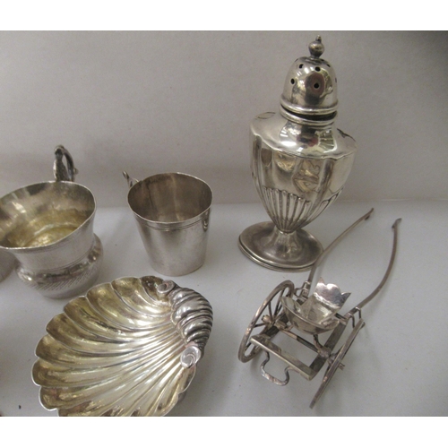 145 - Silver and white metal collectables: to include a scallop shell dish  Birmingham marks rubbed