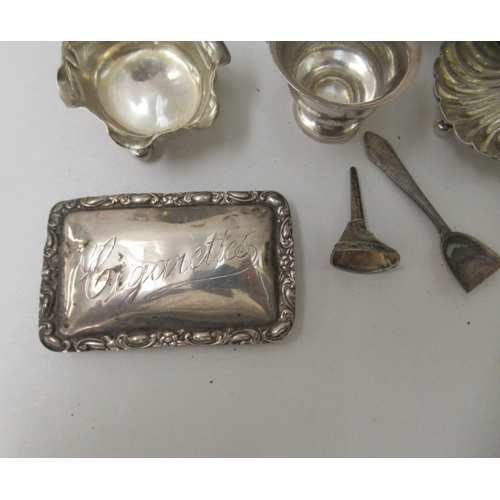 145 - Silver and white metal collectables: to include a scallop shell dish  Birmingham marks rubbed