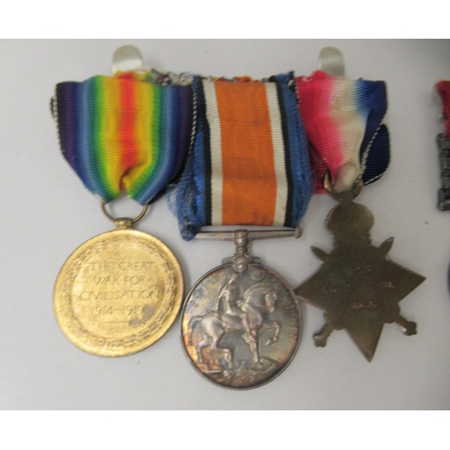 177 - A Great War medal group, comprising seven in the name of one DVR T.J Simmons, on ribbons: to include... 