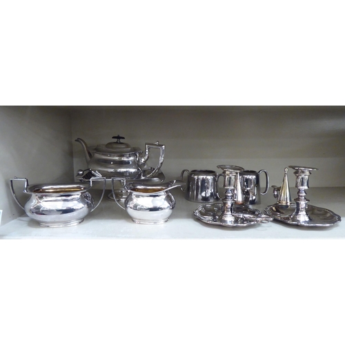 181 - Silver plated tableware: to include a three piece tea set 