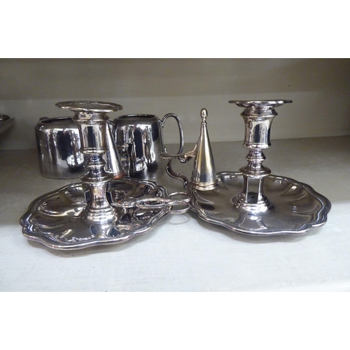 181 - Silver plated tableware: to include a three piece tea set 