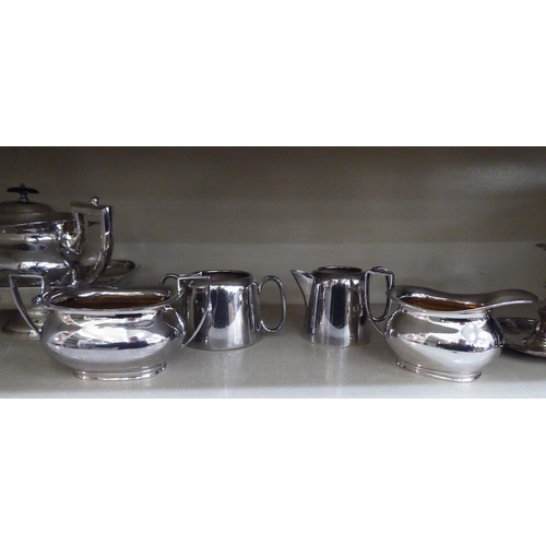 181 - Silver plated tableware: to include a three piece tea set 